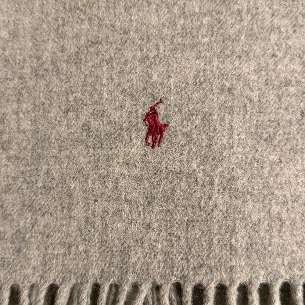 Polo Ralph Lauren Gray Flannel Lambswool Fringed Scarf